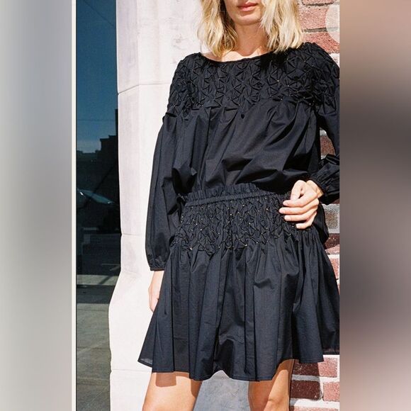 Merlette Eden Gathered Black Skirt L - Picture 1 of 9